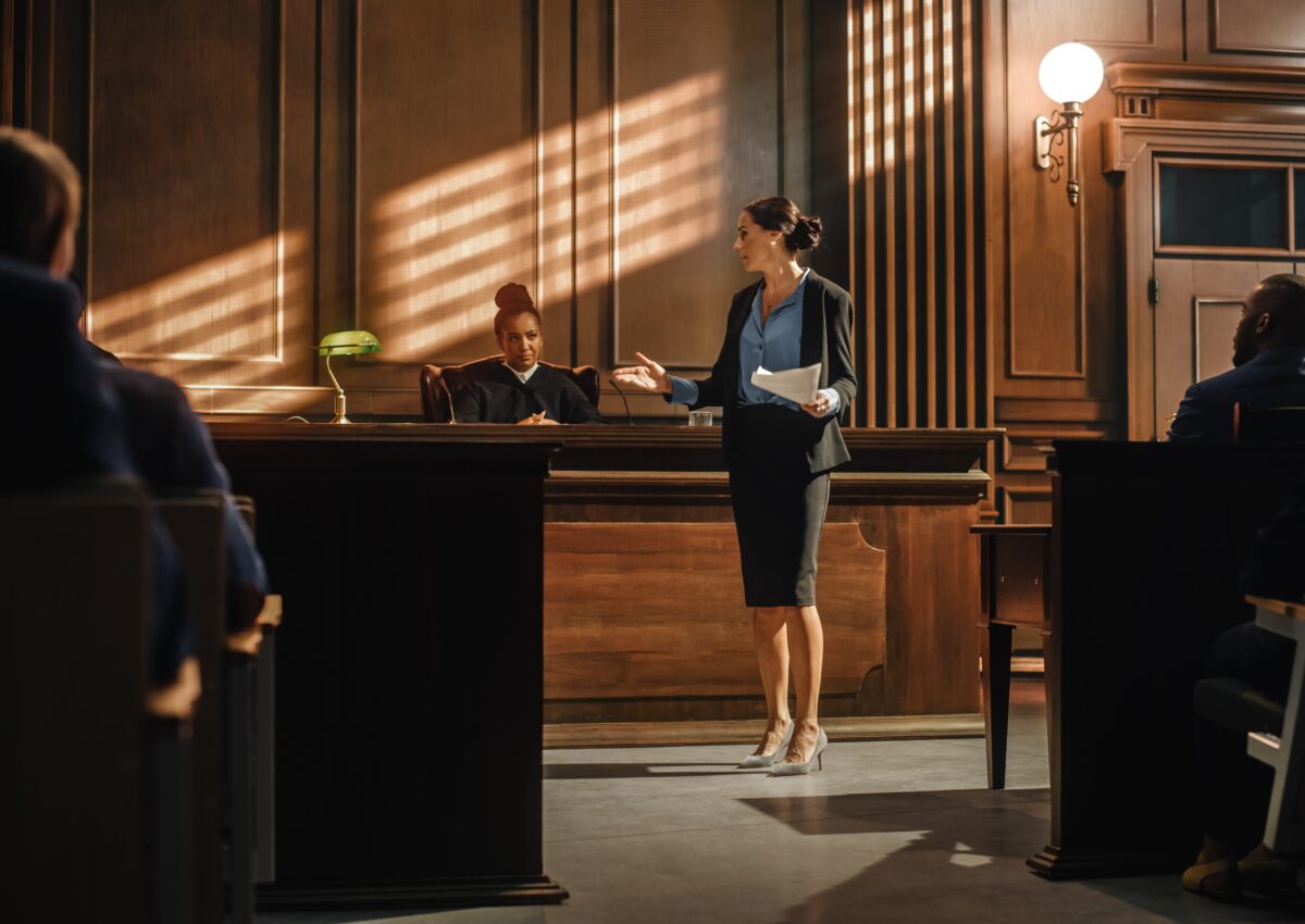 woman attorney in court room